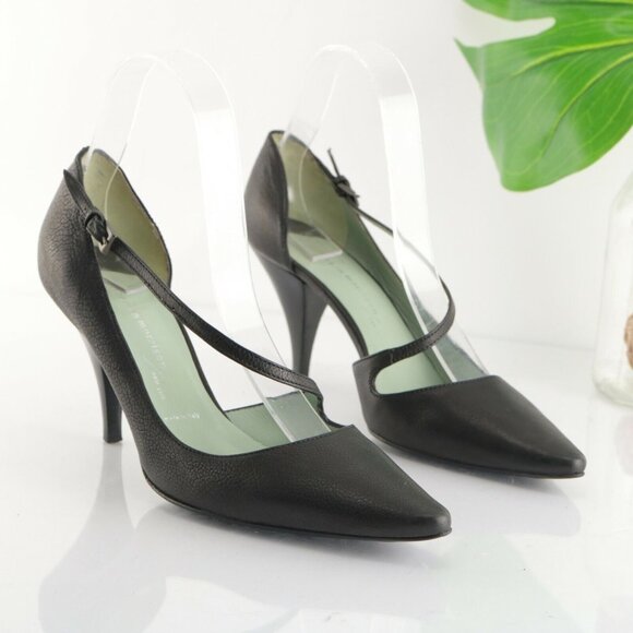 Sigerson Morrison Womens Pump Size 7.5 Black D'Orsay Retro Heel Dress Shoe - Picture 2 of 12